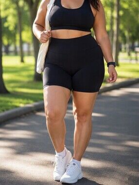 New Gymshark Black High-Waist Bike Shorts Plus Size | Sculpting Compression